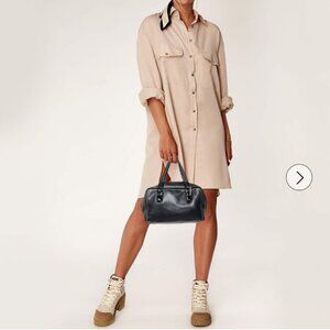 GUC Vintage Chanel Black Lambskin Leather CC Bowler Bag with Cream Stitching